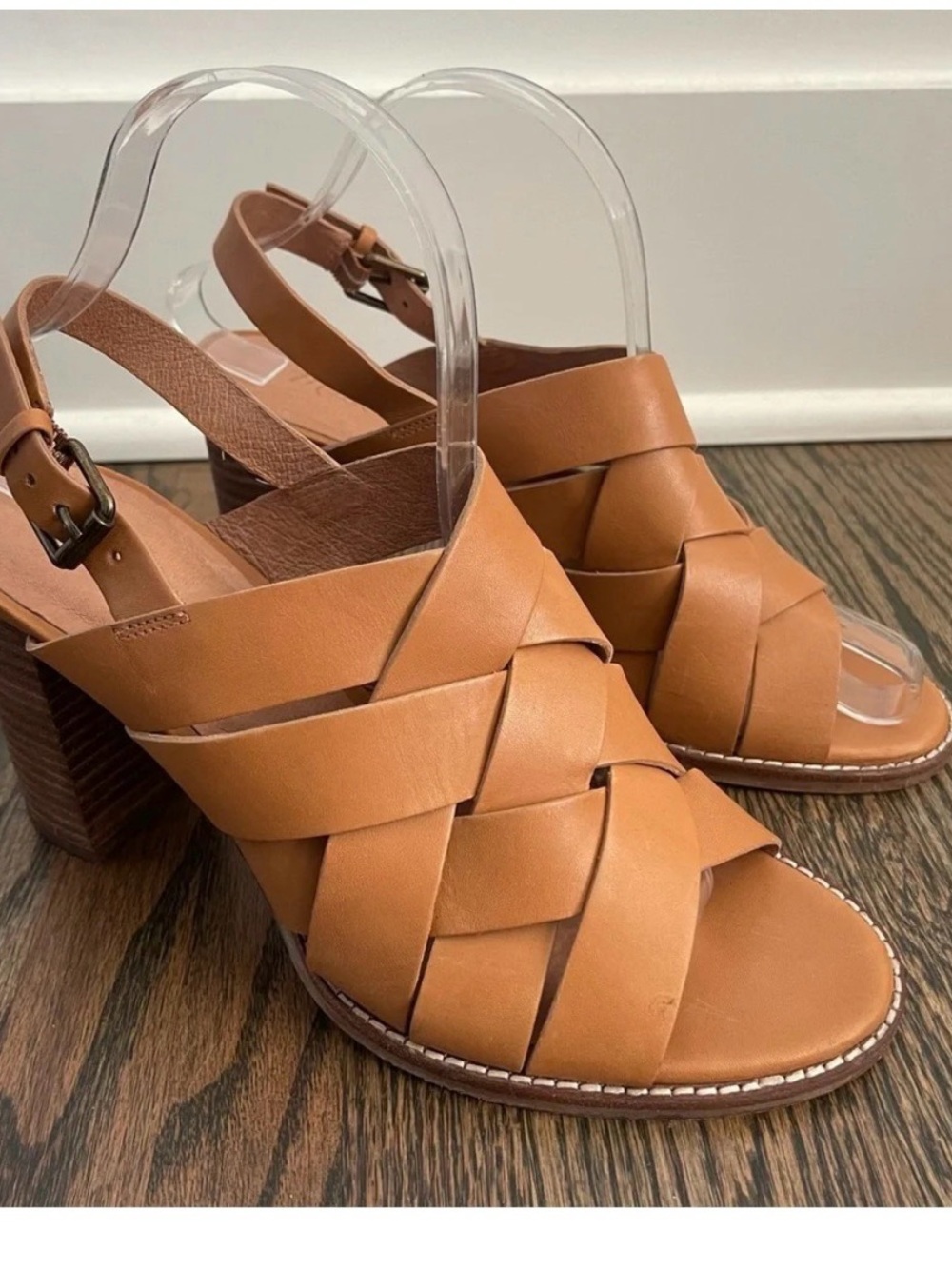 Madewell The Cindy High Heel Woven Leather Sandals size 8.5